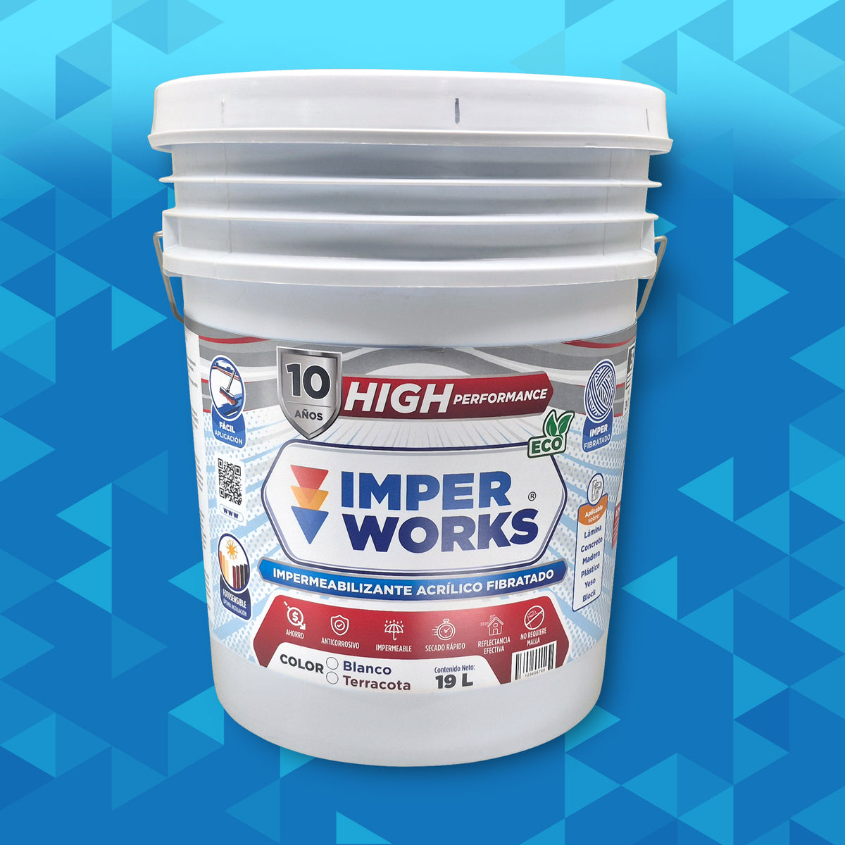IMPER WORKS HIGH Performance 10 Años Impermeabilzante Fibratado